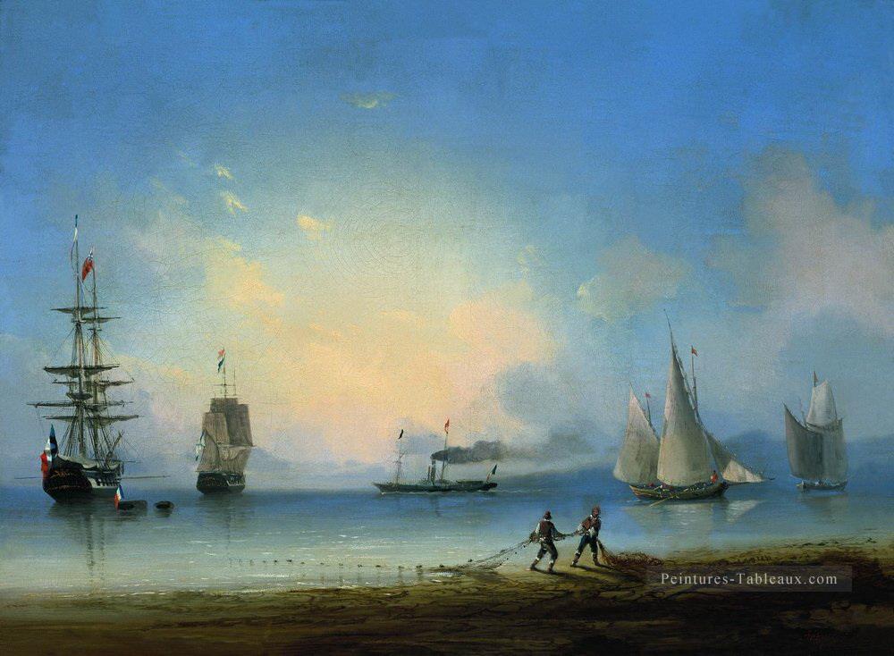 Frégates russes et françaises 1858 Romantique Ivan Aivazovsky russe Peintures à l'huile